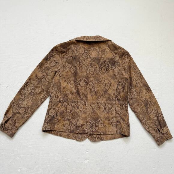 Y2K Linear Micro Corduroy Snake Print Jacket L Button Front - Picture 6 of 6